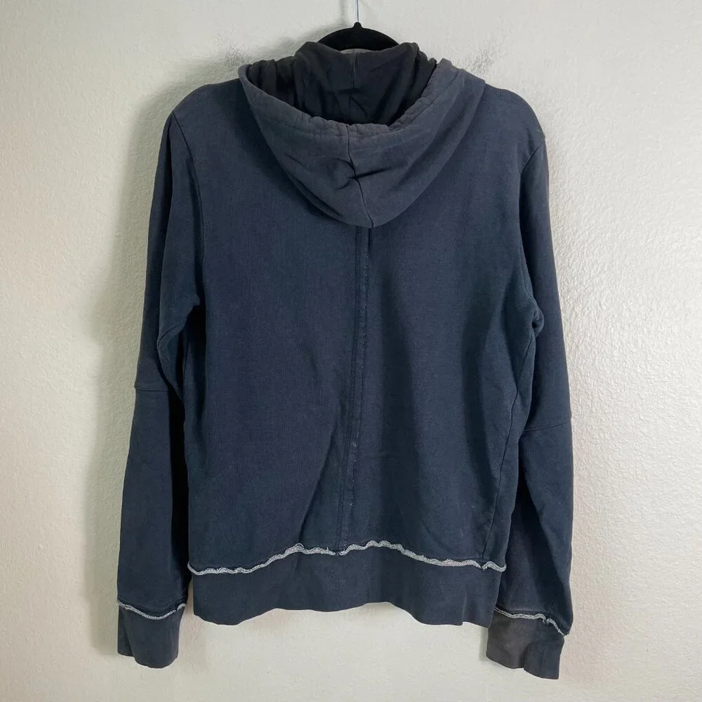 True Religion Mens Small Navy Zip‎ Up Hoodie Jacket Distressed